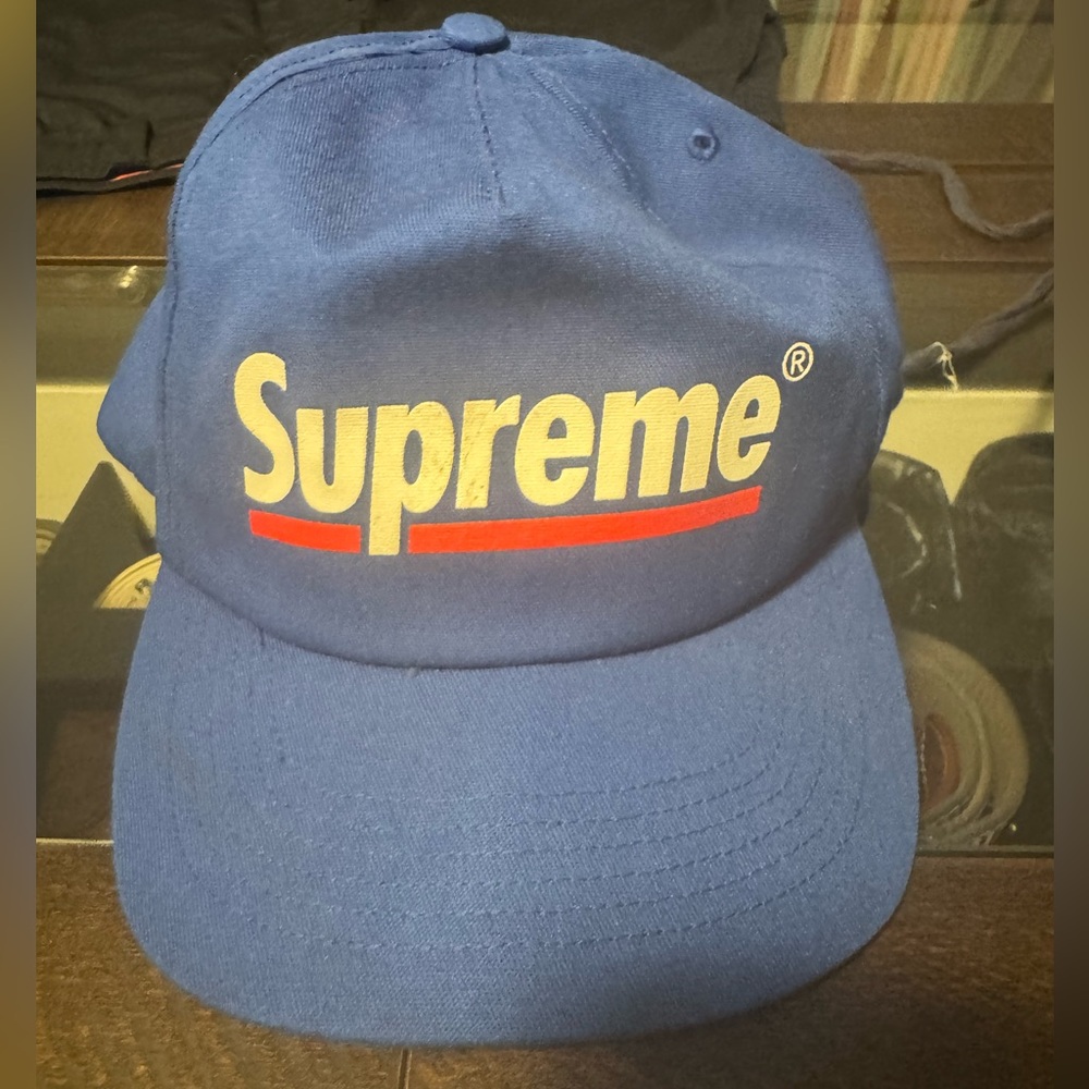 Supreme Blue Hat with White and Red Logo